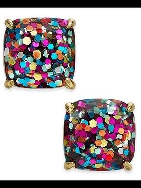 kate spade Gold-Tone Multicolor Glitter Cushion Stud Earrings